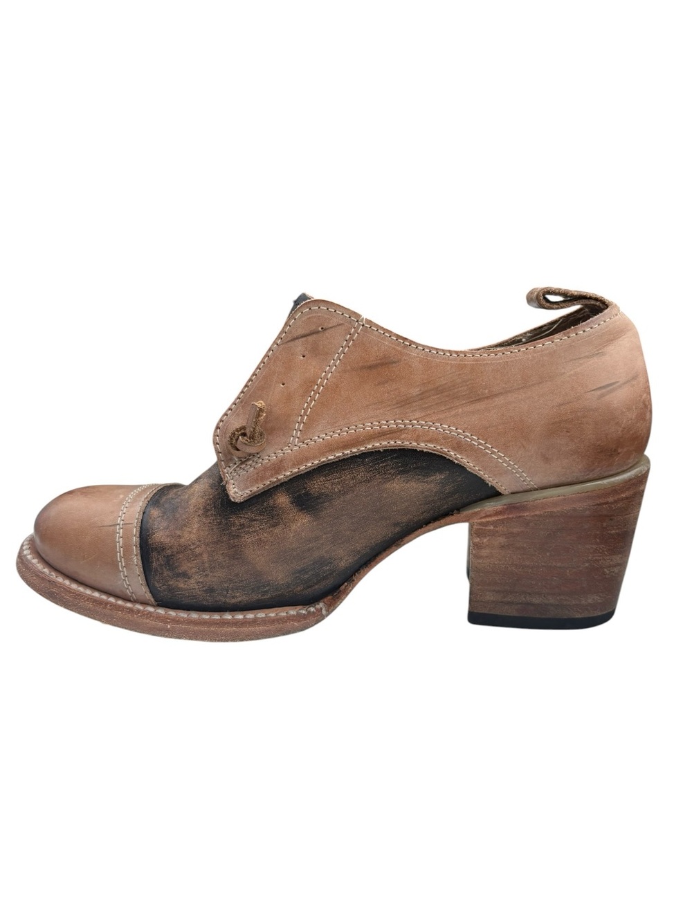 Freebird Catalina Leather Oxford Heels 8 Distressed Lace Up Shoes Bootie Boot